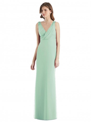 Cheap Sleek Open Back Chiffon V-Neck Bridesmaid Dress Canada