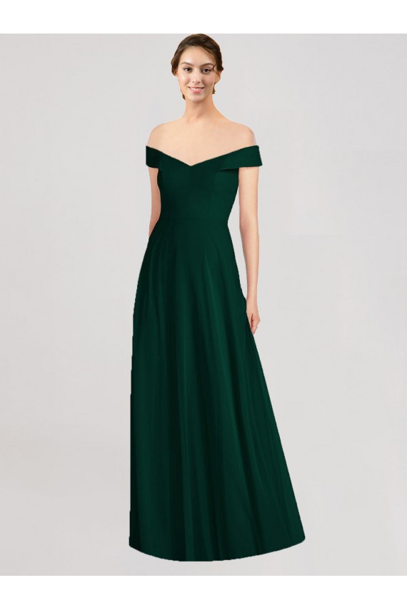 Cheap Full length Off the Shoulder Chiffon Bridesmaid Dress Canada