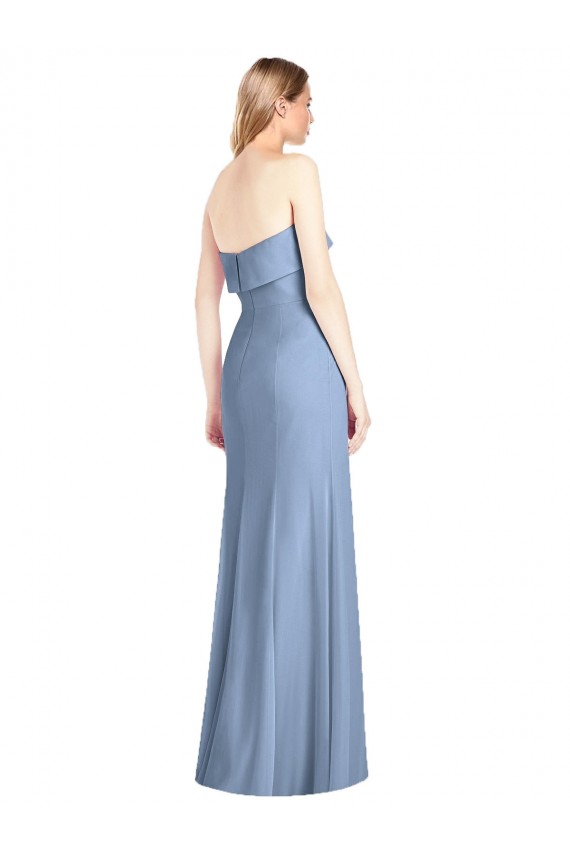 Cheap Trumpet Full Length Strapless Chiffon Bridesmaid Dress with Slit Canada