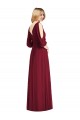 Cheap Draped V-Neck Bell Sleeves V-Back Chiffon Bridesmaid Dress Canada