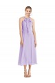 Cheap Midi Length Halter Plunging V-Back Chiffon Bridesmaid Dress Canada
