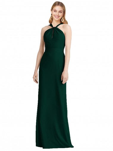 Cheap Sleek Full-Length Twist Halter Chiffon Bridesmaid Dress Canada