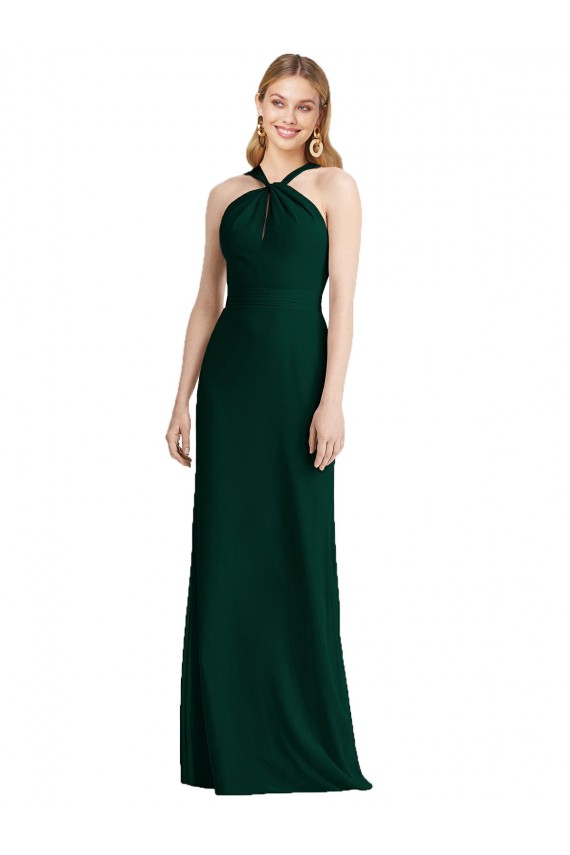 Cheap Sleek Full-Length Twist Halter Chiffon Bridesmaid Dress Canada