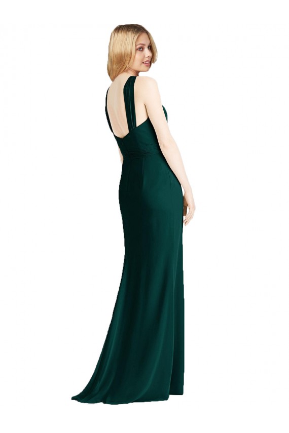 Cheap Sleek Full-Length Twist Halter Chiffon Bridesmaid Dress Canada