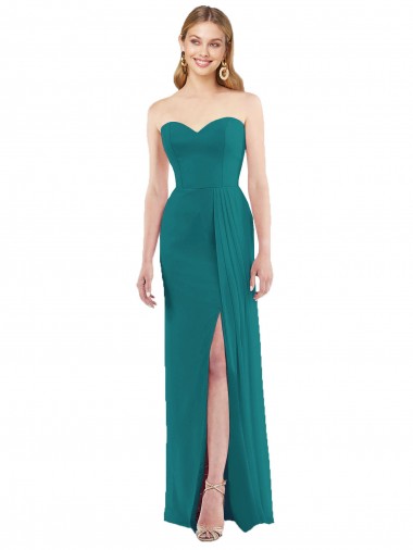 Cheap Sweetheart Neckline Lux Chiffon Bridesmaid Dress with Side Slit Canada
