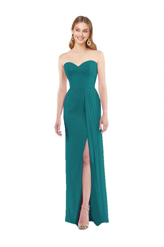 Cheap Sweetheart Neckline Lux Chiffon Bridesmaid Dress with Side Slit Canada