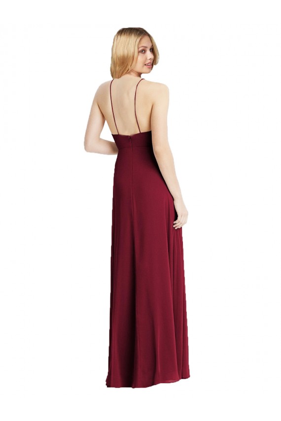 Cheap High-Neck Maxi Bridesmaid Dress with Front Slit Canada