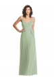 Cheap V-Neck Low Back Maxi Wrap Chiffon Bridesmaid Dress Canada