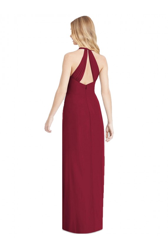 Cheap V-Neck Halter Chiffon Maxi Bridesmaid Dress Open Back Canada