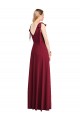 Cheap Full Length Bow-Shoulder V-Back Chiffon Bridesmaid Dress with Front Slit Canada