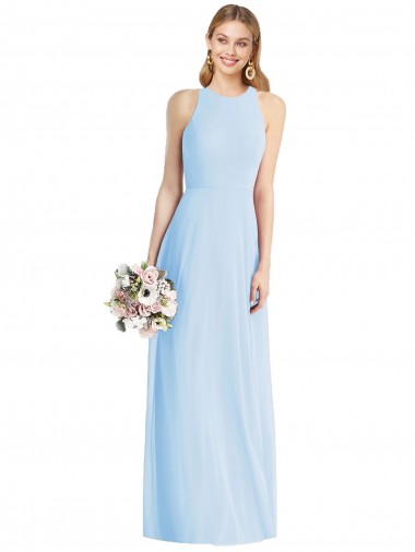 Cheap Sleeveless Halter Chiffon Maxi Bridesmaid Dress Canada