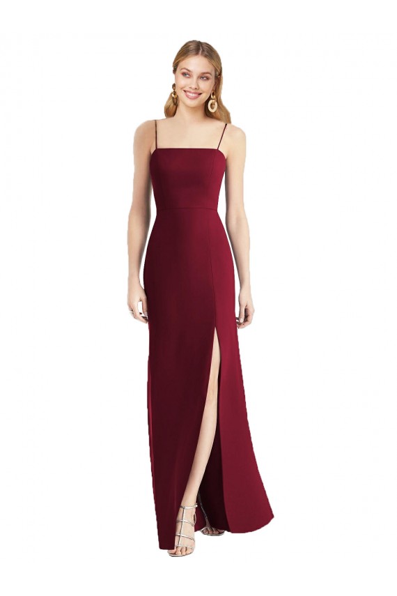 Cheap Tie-Back Cutout Trumpet Chiffon Bridesmaid Dress with Front Slit Canada