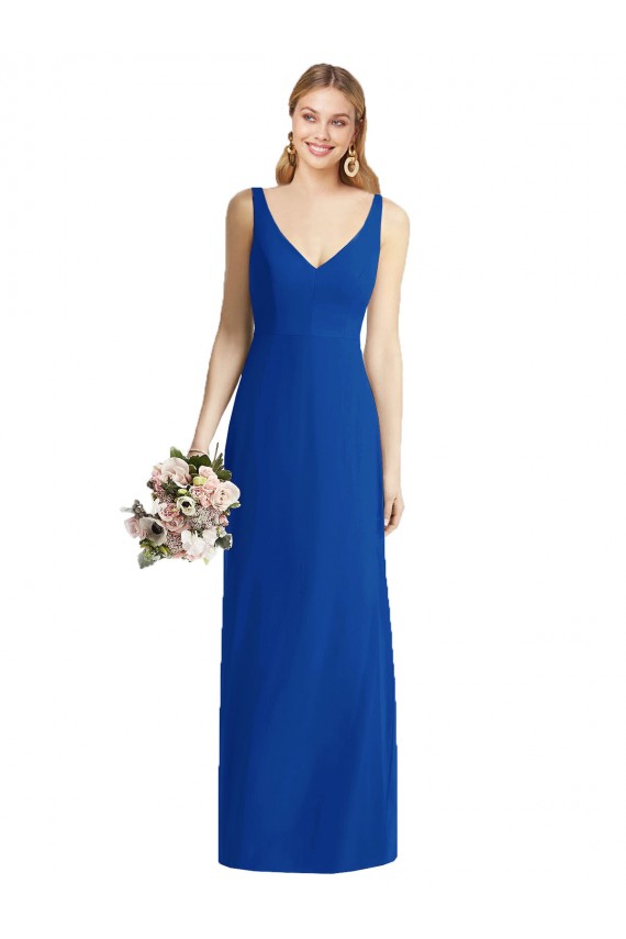 Cheap Sleeveless V-Back Long Trumpet Chiffon Bridesmaid Dress Canada
