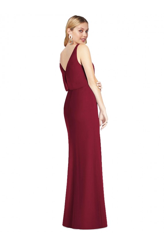 Cheap Blouson Bodice Chiffon Bridesmaid Dress with Front Slit Canada
