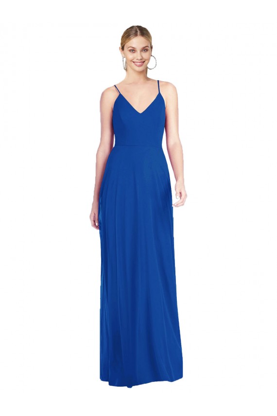 Cheap Criss Cross Back A-Line Chiffon Maxi Bridesmaid Dress Canada