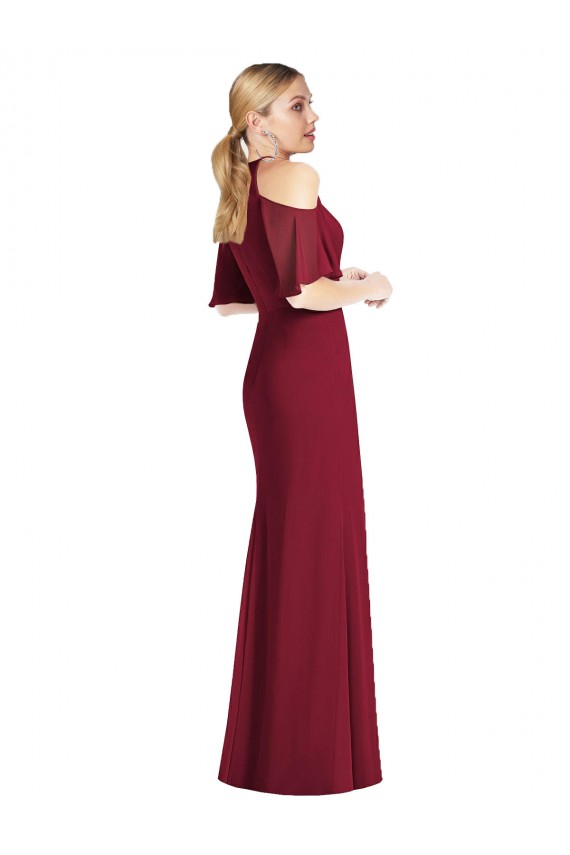 Cheap Ruffle Cold-Shoulder Mermaid Chiffon Maxi Bridesmaid Dress Canada