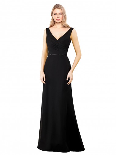 Cheap V-Neckline Chiffon Bridesmaid Dress with Draped Bodice Canada