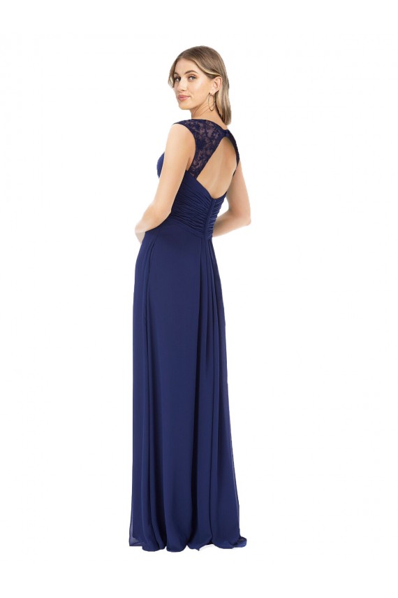 Cheap Embroidered Keyhole Back Chiffon Bridesmaid Dress Canada