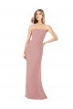 Cheap Draped Strapless Sheath Long Chiffon Bridesmaid Dress Canada