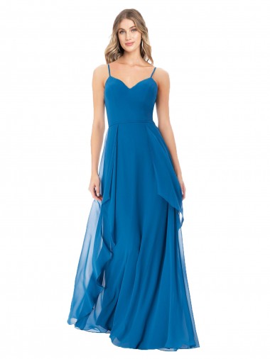 Cheap Simple Sweetheart Chiffon Bridesmaid Dress with Cascading Overlay Canada