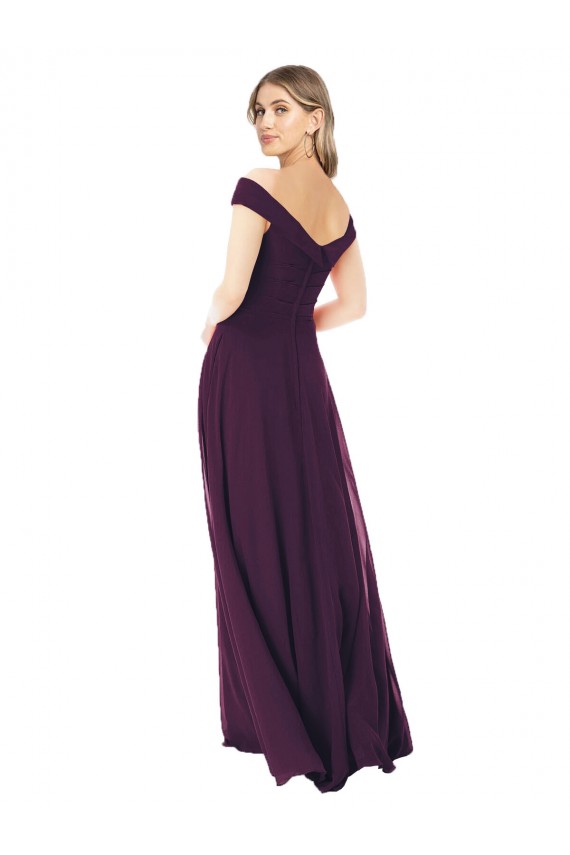 Cheap Classic Off the Shoulder Draped Chiffon Bridesmaid Dress Canada