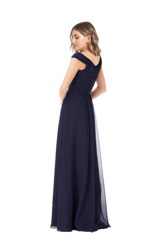 Cheap Off the Shoulder Classic Chiffon Bridesmaid Dress with Draped Bodice Canada