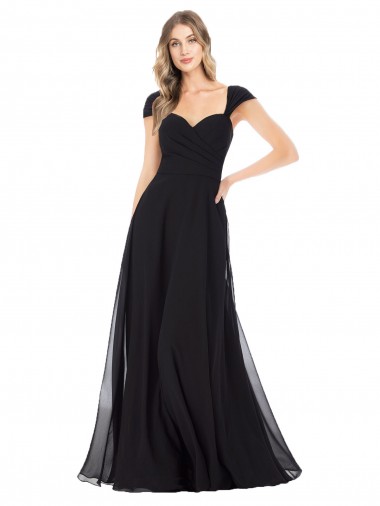 Cheap Sweetheart Cap Sleeves Chiffon Bridesmaid Dress Canada