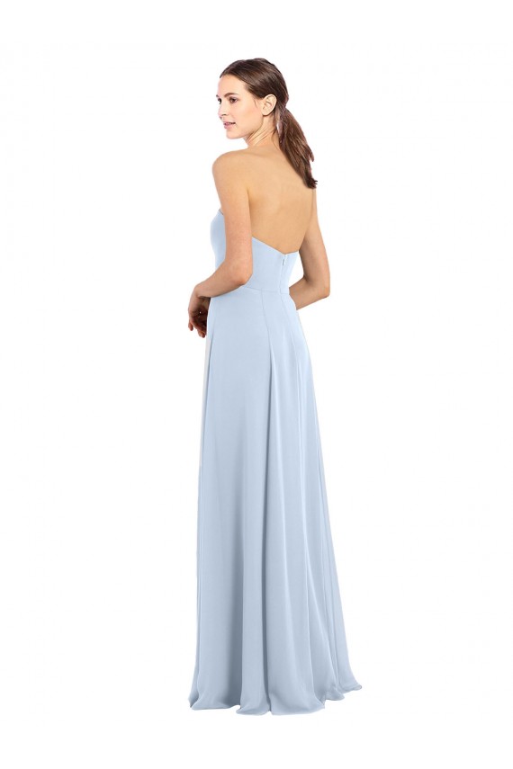 Cheap Fitted Strapless Full Length Chiffon Bridesmaid Dress with Front Slit Canada