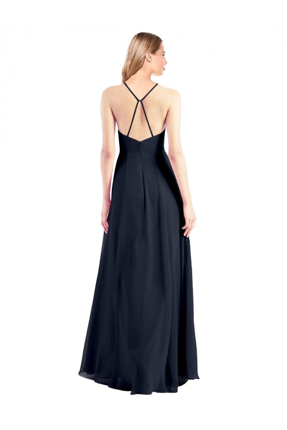 Cheap Plunging V-Neckline Halter Chiffon Wrap Bridesmaid Dress with High Slit Canada