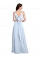 Cheap Long Floor Length V-Neck Chiffon Bridesmaid Dress with Keyhole Back Canada