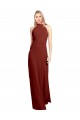 Cheap Slim High Neck Halter Fitted Open Back Chiffon Bridesmaid Dress Canada