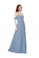Cheap Empire Waist Off the Shoulder Chiffon Bridesmaid Dress with Sweetheart Bodice Canada