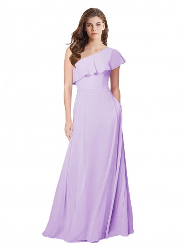 Cheap Draped One Shoulder Long Chiffon Bridesmaid Dress  Canada