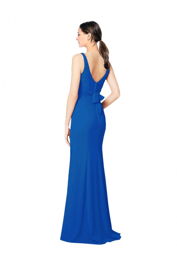Cheap Low Back Sleeveless Chiffon Bridesmaid Dress with Side Slit Canada