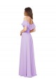 Cheap Ruffled Off the Shoulder Long Chiffon Bridesmaid Dress with Slit Canada