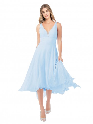 Cheap Chiffon Midi Length Keyhole Back Bridesmaid Dress Canada