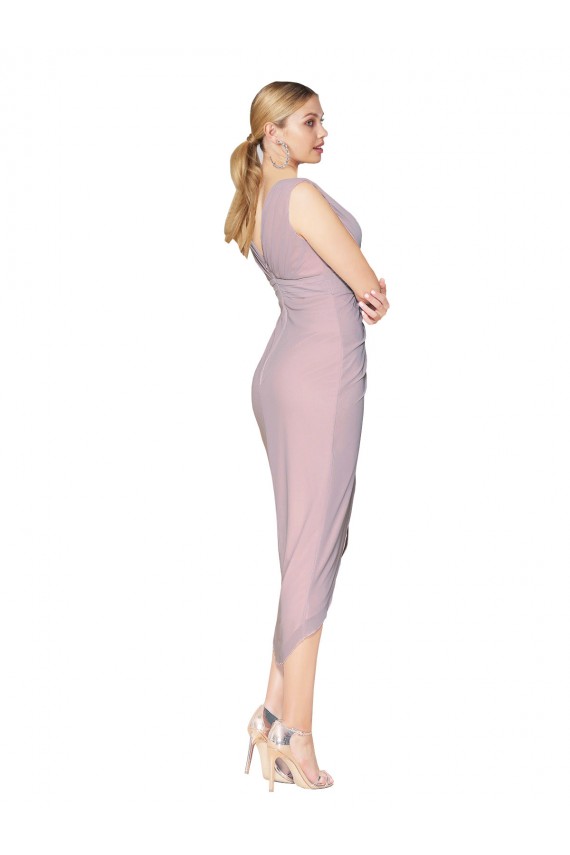 Cheap Cocktail Length High Low Mermaid Chiffon Wrapped Bridesmaid Dress Canada
