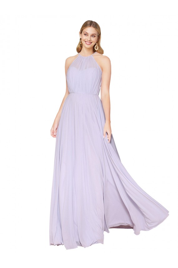 Cheap High Neck Halter Shirred Chiffon Bridesmaid Dress Canada