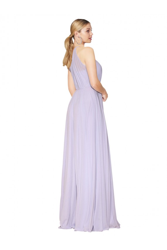 Cheap High Neck Halter Shirred Chiffon Bridesmaid Dress Canada