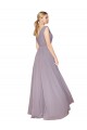 Cheap Draped Floor Length High Neck V-Back Chiffon Bridesmaid Dress with Shirred Bodice Canada