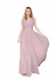 Cheap Draped V-Neck Long Chiffon Bridesmaid Dress with Shirred Bodice Canada