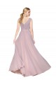 Cheap Draped V-Neck Long Chiffon Bridesmaid Dress with Shirred Bodice Canada