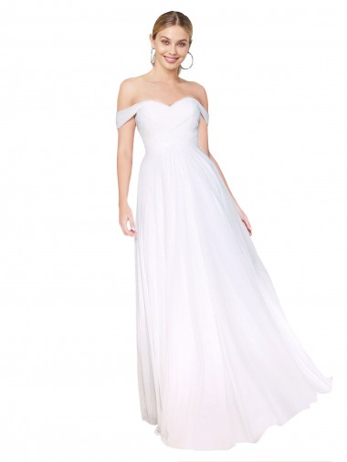 Cheap Off the Shoulder Long Full Length Chiffon Bridesmaid Dress Canada