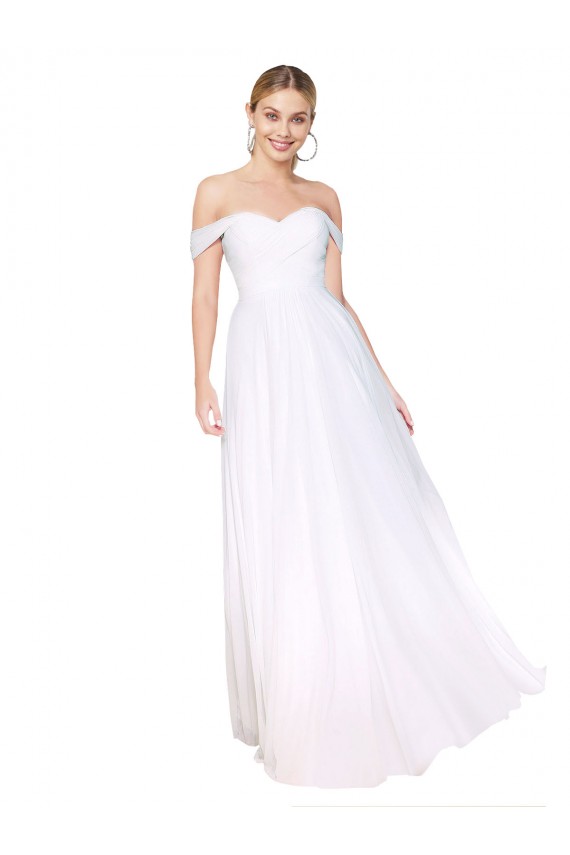 Cheap Off the Shoulder Long Full Length Chiffon Bridesmaid Dress Canada