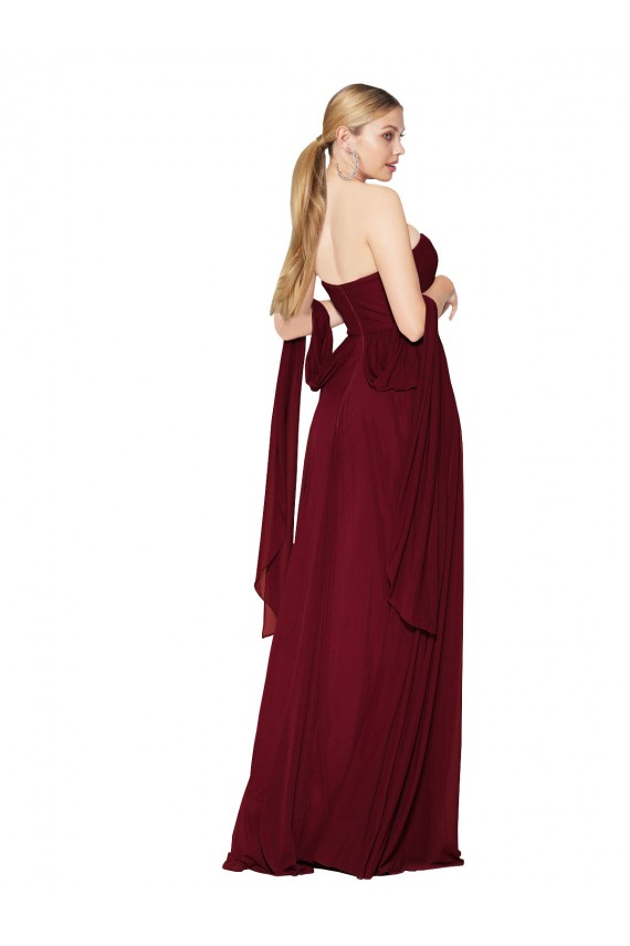 Cheap Draped Strapless Long A-Line Chiffon Bridesmaid Dress Canada