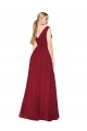 Cheap Draped Mermaid Long V-Neck Chiffon Bridesmaid Dress with High Slit Canada