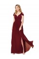 Cheap Off the Shoulder Long Chiffon Bridesmaid Dress with Side Slit Canada