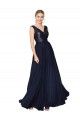 Cheap High Neck V-Neck Long Chiffon Bridesmaid Dress with Sequin Top Canada