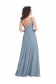 Cheap Faux Surplice Bodice Long Chiffon Bridesmaid Dress with V-Neckline Canada