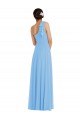 Cheap Draped One Shoulder Maxi Bridesmaid Dress with Scarf Bow Canada